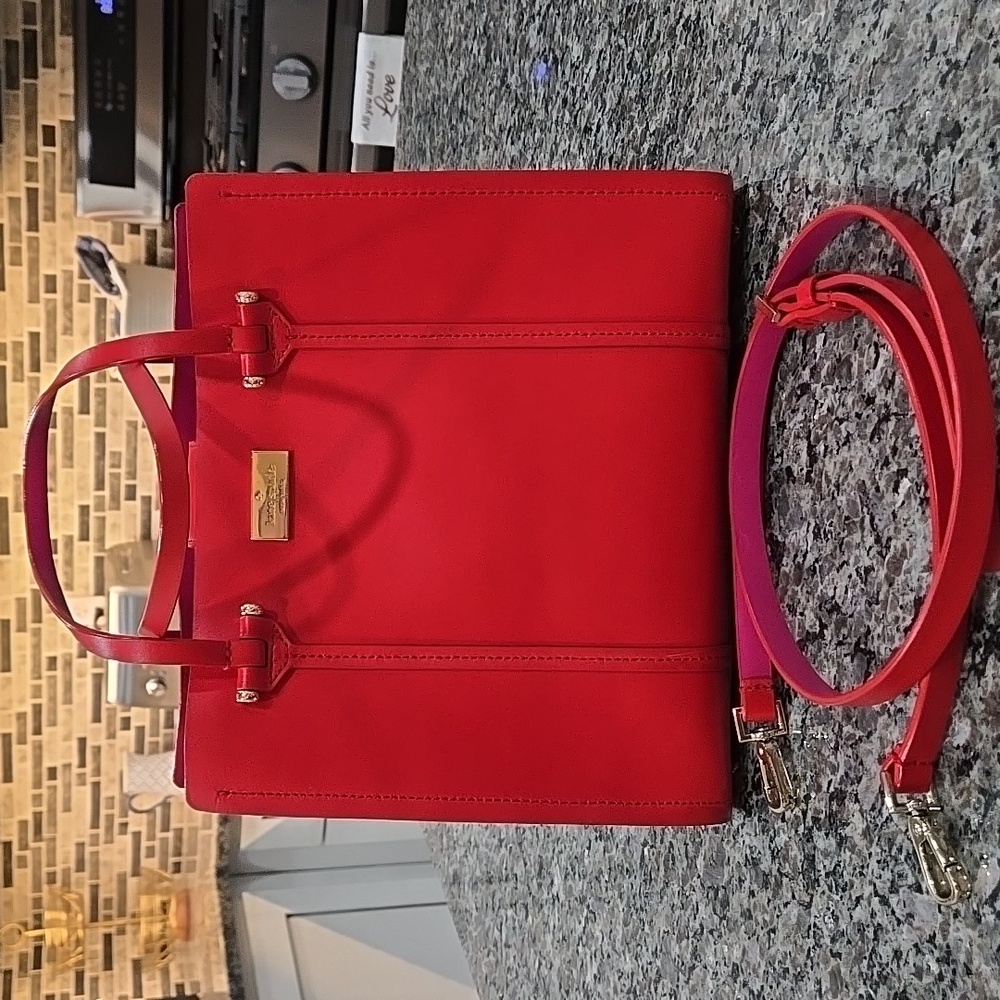 Kate Spade New York Kyra Arbour Hill Tote Crossbody Red Pink - Picture 11 of 16
